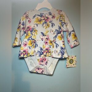 Little Me Floral Baby Bodysuit with Peplum size 6M